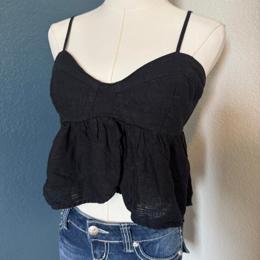 American Eagle Linen Blend Babydoll Cropped Cami,‎ Medium